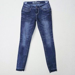 Wallflower Denim Jeans Women's Size 0 Blue Accent Stitching Skinny Ankle 26 x 27